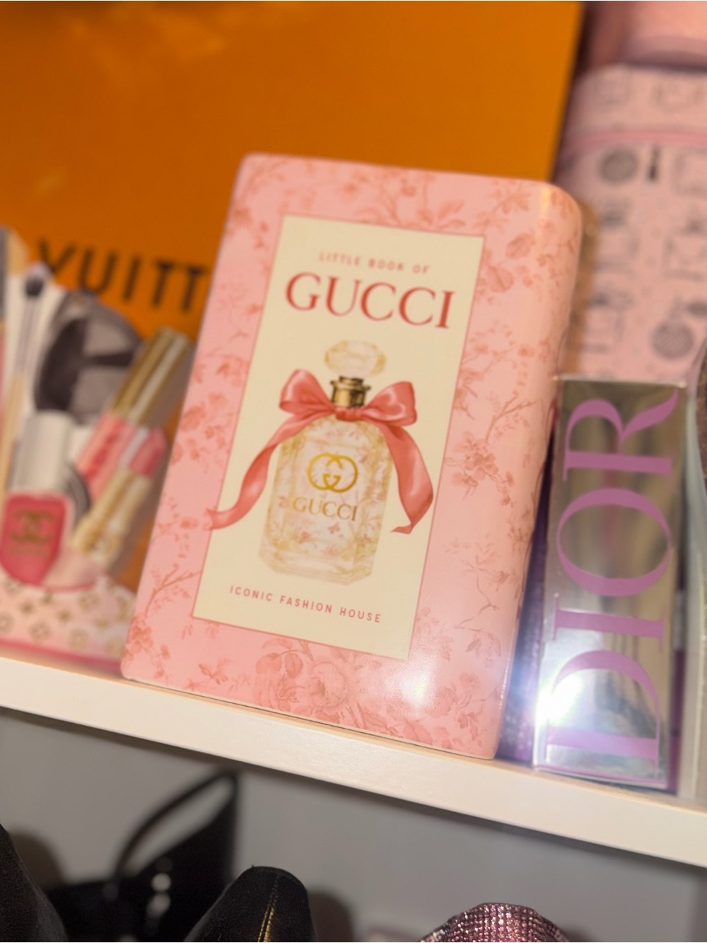 Pink Gucci-Inspired Designer Book Vase | Luxury Fashion Decor